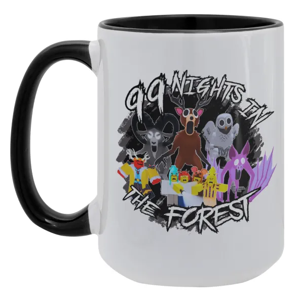 Roblox 99 nights in the forest — Mega mug 15oz, black ceramic, 450ml