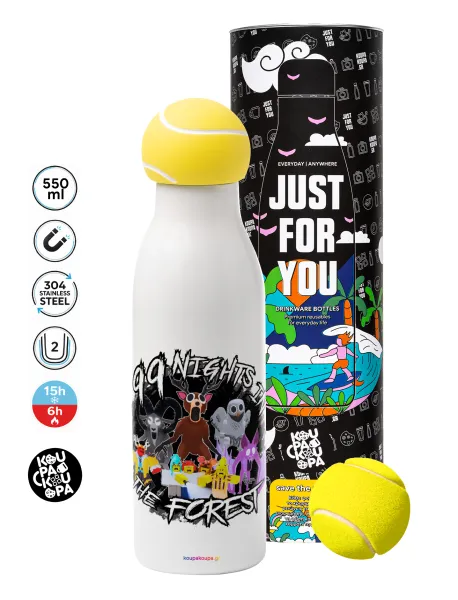Roblox 99 nights in the forest — Tennis ball Metal mug thermos White, double wall, 550ml