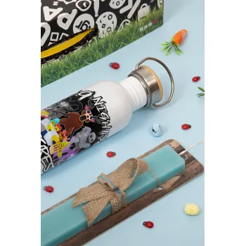 Roblox 99 nights in the forest, Πασχαλινή Λαμπάδα με παγούρι μεταλλικό (620ml, stainless steel) & κερί αρωματικό πλακέ (30cm) (ΤΙΡΚΟΥΑΖ)