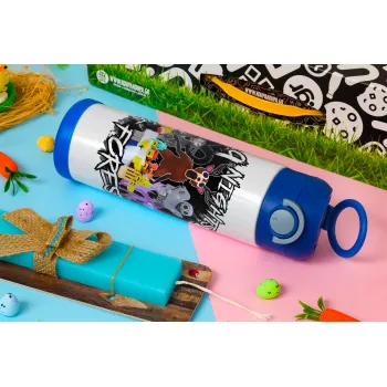 Roblox 99 nights in the forest, Πασχαλινή Λαμπάδα με Παιδικό παγούρι θερμό, ανοξείδωτο, με καλαμάκι ασφαλείας, ΜΠΛΕ (500ml)