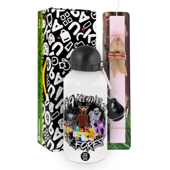 Roblox 99 nights in the forest, Πασχαλινή Λαμπάδα με παγούρι μεταλλικό αλουμινίου (500ml) & κερί αρωματικό πλακέ (30cm) (ΡΟΖ)