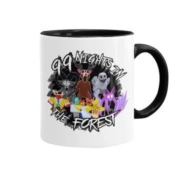 Roblox 99 nights in the forest, Κούπα χρωματιστή μαύρη, κεραμική, 330ml