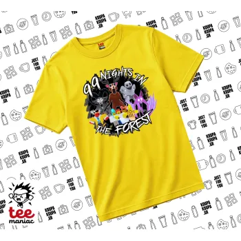 Roblox 99 nights in the forest, yellow childrens T-Shirt made of 100% cotton, for every day. Vegan & OEKO-TEX certified.