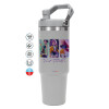 ΓΚΡΙ χρώματος Θερμός Ανοξείδωτο 890ml (30oz) με χερούλι