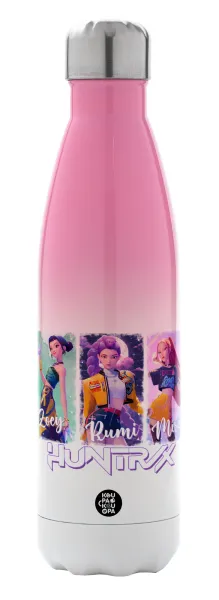 HUNTR/X K-pop girl group — Metal mug thermos Pink/White (Stainless steel), double wall, 500ml
