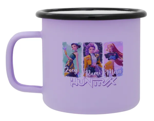 HUNTR/X K-pop girl group — Metal enamel mug, matte light pastel purple, 360ml