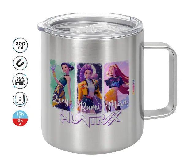 HUNTR/X K-pop girl group — Double-walled stainless steel mug 300ml with temperature-retaining lid