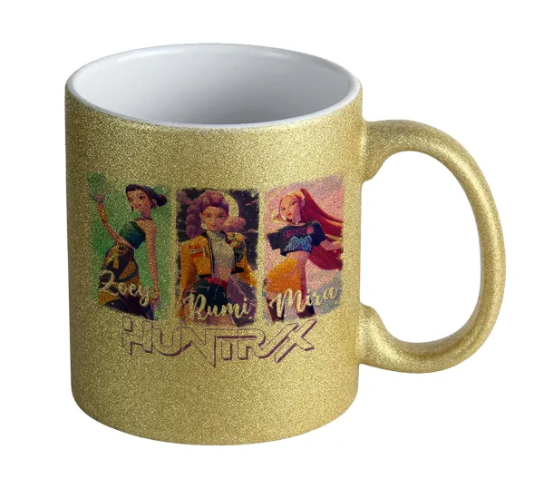 HUNTR/X K-pop girl group — Gold glitter mug that sparkles, ceramic, 330ml
