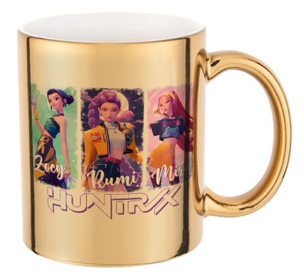 HUNTR/X K-pop girl group — Mug ceramic, gold mirror, 330ml