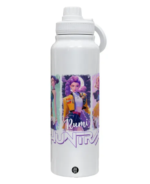 HUNTR/X K-pop girl group — 1L Stainless Steel Thermal Bottle with Phone Holder & Double Wall Insulation