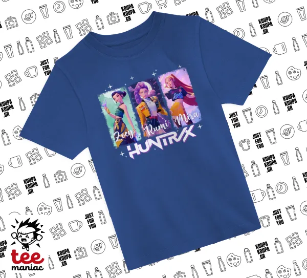 HUNTR/X K-pop girl group — ΜΠΛΕ Παιδικό T-Shirt από 100% βαμβάκι, για κάθε μέρα. Vegan & OEKO-TEX πιστοποιημένο.