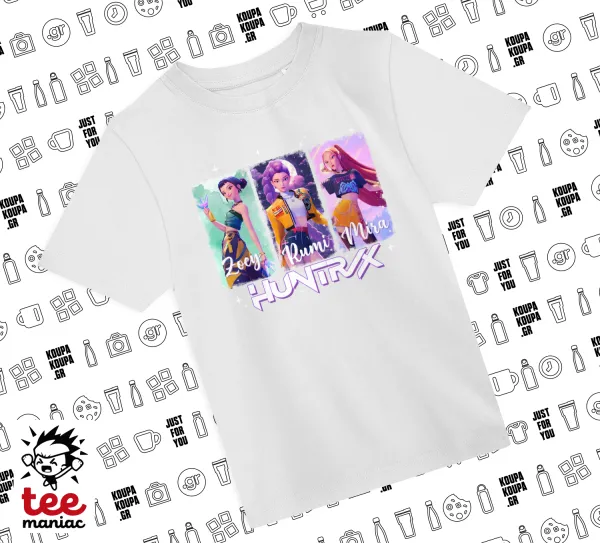 HUNTR/X K-pop girl group — ΛΕΥΚΟ Άνετο παιδικό T-Shirt από 100% βαμβάκι, για κάθε μέρα. Vegan & OEKO-TEX πιστοποιημένο.