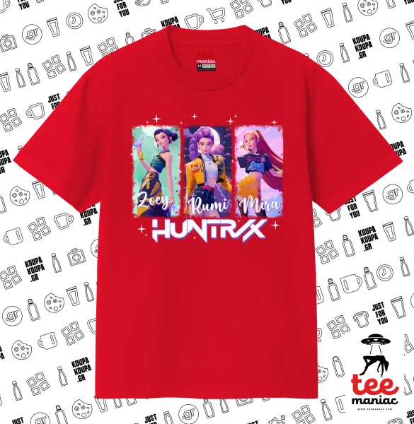 HUNTR/X K-pop girl group — ΚΟΚΚΙΝΟ Κλασικό T-Shirt, διπλής ραφής, χωρίς πλευρικές ραφές από 100% βαμβάκι. Vegan & OEKO-TEX πιστοποιημένο.