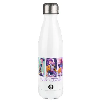 HUNTR/X K-pop girl group, Μεταλλικό παγούρι θερμός Λευκό (Stainless steel), διπλού τοιχώματος, 500ml