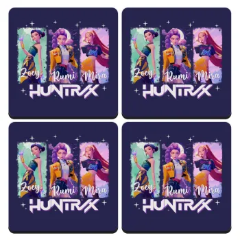 HUNTR/X K-pop girl group, ΣΕΤ 4 Σουβέρ ξύλινα τετράγωνα (9cm)