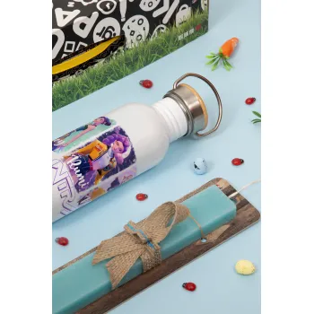 HUNTR/X K-pop girl group, Πασχαλινή Λαμπάδα με παγούρι μεταλλικό (620ml, stainless steel) & κερί αρωματικό πλακέ (30cm) (ΤΙΡΚΟΥΑΖ)