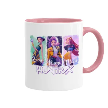 HUNTR/X K-pop girl group, Κούπα χρωματιστή ροζ, κεραμική, 330ml