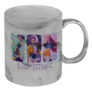 HUNTR/X K-pop girl group, Κούπα κεραμική, marble style (μάρμαρο), 330ml