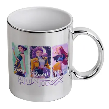 HUNTR/X K-pop girl group, Κούπα κεραμική, ασημένια καθρέπτης, 330ml