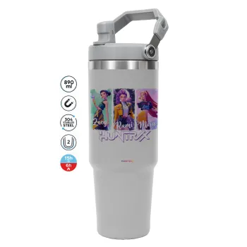HUNTR/X K-pop girl group, ΓΚΡΙ χρώματος Θερμός Ανοξείδωτο 890ml (30oz) με χερούλι