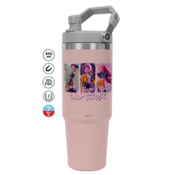 HUNTR/X K-pop girl group, ΡΟΖ χρώματος Θερμός Ανοξείδωτο 890ml (30oz) με χερούλι