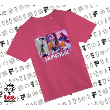 HUNTR/X K-pop girl group, ΡΟΖ παιδικό T-Shirt από 100% βαμβάκι, για κάθε μέρα. Vegan & OEKO-TEX πιστοποιημένο.