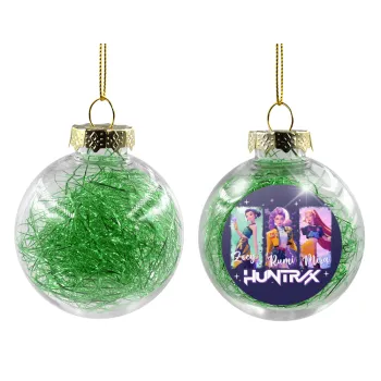 HUNTR/X K-pop girl group, Στολίδι Χριστουγεννιάτικη μπάλα δένδρου διάφανη με πράσινο γέμισμα 8cm