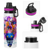 Metallic water bottle with safety lid, 850ml aluminum