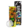 Neon Yellow Travel Tumbler, with metal straw (Stainless steel 304 Food grade, BPA free, 600ml)