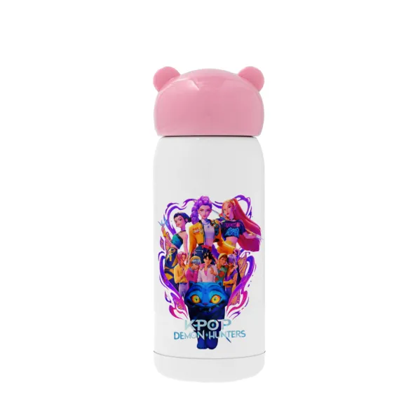 kpop Demon Hunters Huntrix — Ροζ ανοξείδωτο παγούρι θερμό (Stainless steel), 320ml