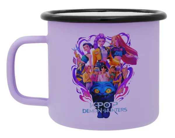 kpop Demon Hunters Huntrix — Metal enamel mug, matte light pastel purple, 360ml