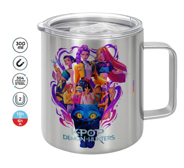 kpop Demon Hunters Huntrix — Double-walled stainless steel mug 300ml with temperature-retaining lid