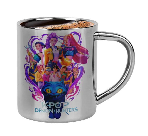 kpop Demon Hunters Huntrix — Double-wall metal cup for espresso (220ml)