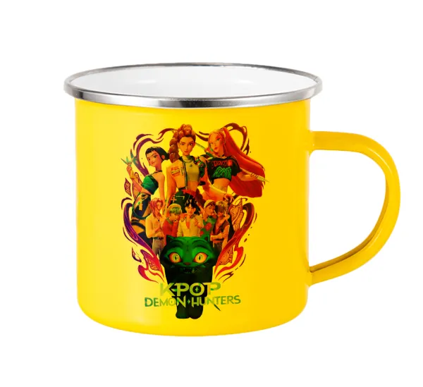 kpop Demon Hunters Huntrix — Yellow Enamel Metallic Cup 360ml