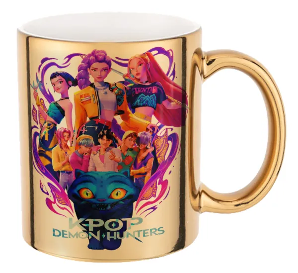 kpop Demon Hunters Huntrix — Mug ceramic, gold mirror, 330ml