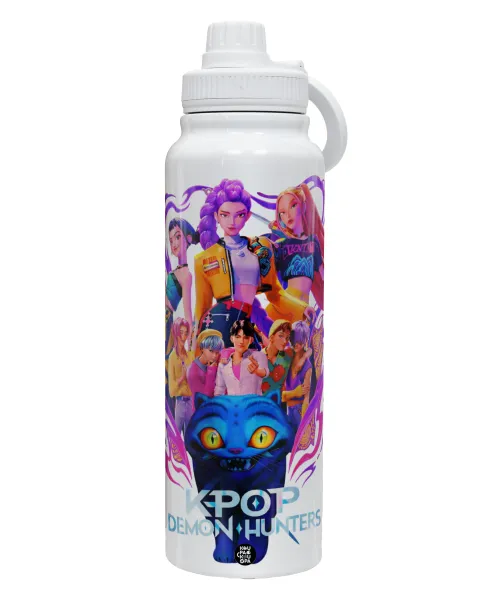 kpop Demon Hunters Huntrix — 1L Stainless Steel Thermal Bottle with Phone Holder & Double Wall Insulation