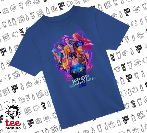 kpop Demon Hunters Huntrix — ΜΠΛΕ Παιδικό T-Shirt από 100% βαμβάκι, για κάθε μέρα. Vegan & OEKO-TEX πιστοποιημένο.