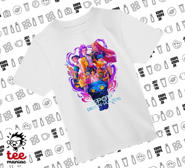 kpop Demon Hunters Huntrix — ΛΕΥΚΟ Άνετο παιδικό T-Shirt από 100% βαμβάκι, για κάθε μέρα. Vegan & OEKO-TEX πιστοποιημένο.