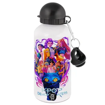 kpop Demon Hunters Huntrix, Μεταλλικό παγούρι νερού, Λευκό, αλουμινίου 500ml