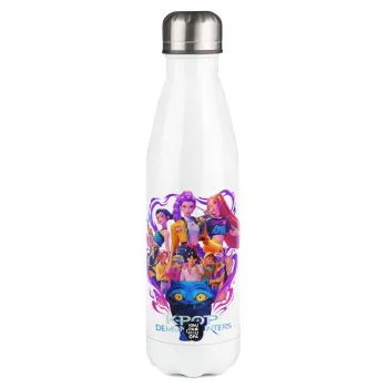 kpop Demon Hunters Huntrix, Metal mug thermos White (Stainless steel), double wall, 500ml