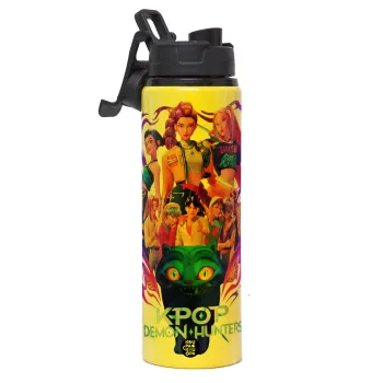kpop Demon Hunters Huntrix, Metallic water bottle with safety lid, 850ml aluminum