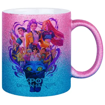 kpop Demon Hunters Huntrix, Κούπα Χρυσή/Μπλε Glitter, κεραμική, 330ml
