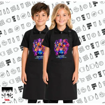 kpop Demon Hunters Huntrix, Μαύρη ΠΑΙΔΙΚΗ Ποδιά μακριά Σεφ ολόσωμη με τσέπες