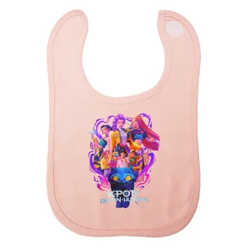 kpop Demon Hunters Huntrix, Σαλιάρα με Σκρατς ΡΟΖ 100% Organic Cotton (0-18 months)