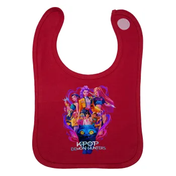 kpop Demon Hunters Huntrix, Σαλιάρα με Σκρατς Κόκκινη 100% Organic Cotton (0-18 months)