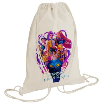 kpop Demon Hunters Huntrix, Backpack bag GYMBAG natural (28x40cm)