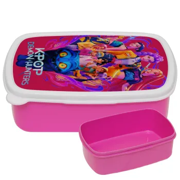 kpop Demon Hunters Huntrix, ΡΟΖ παιδικό δοχείο φαγητού (lunchbox) πλαστικό (BPA-FREE) Lunch Βox M18 x Π13 x Υ6cm