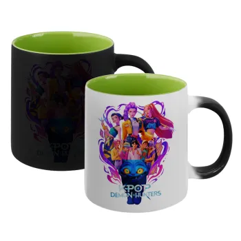 kpop Demon Hunters Huntrix, Κούπα Μαγική εσωτερικό πράσινο, κεραμική 330ml που αλλάζει χρώμα με το ζεστό ρόφημα