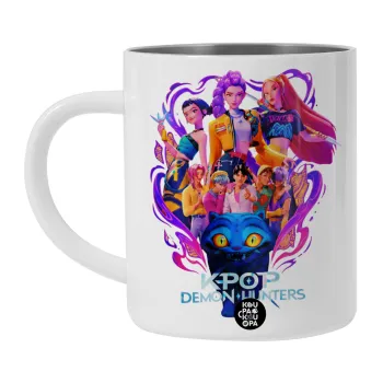 kpop Demon Hunters Huntrix, BIG Mug Stainless steel double wall (450ml, White)
