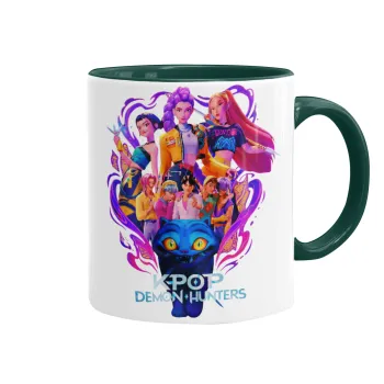 kpop Demon Hunters Huntrix, Mug colored green, ceramic, 330ml